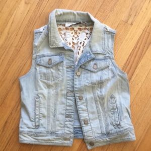 Pilcro and the Letterpress denim vest with lace